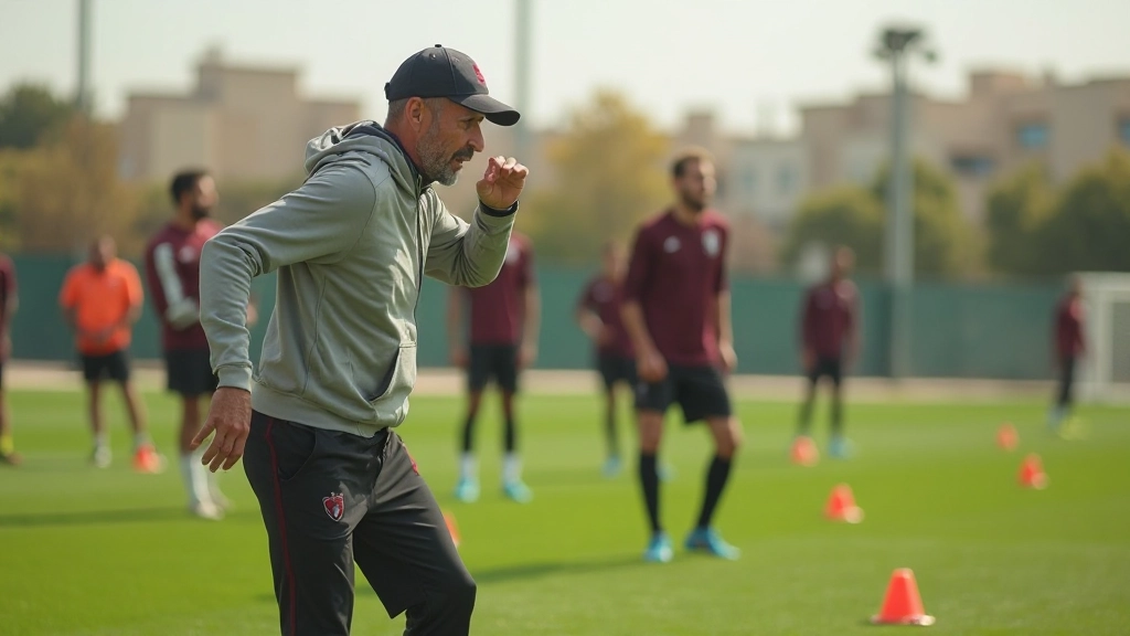Coach instructing players on passing accuracy and tactical positioning during practice