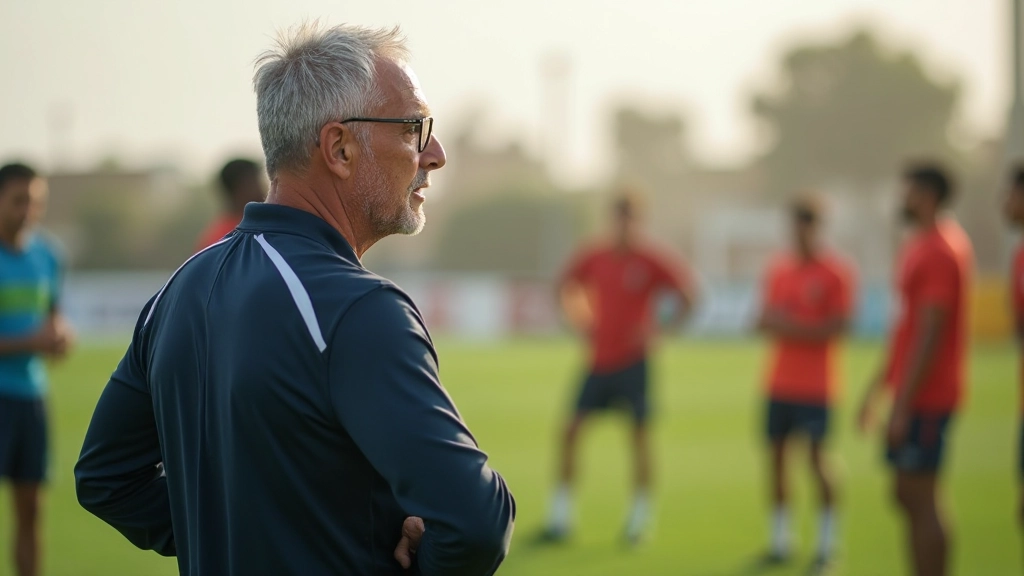 Coach analyzing tactical formations and strategic positioning with team