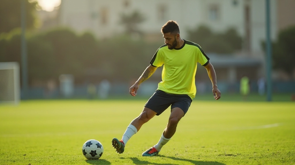 Football player demonstrating ball control technique during training session